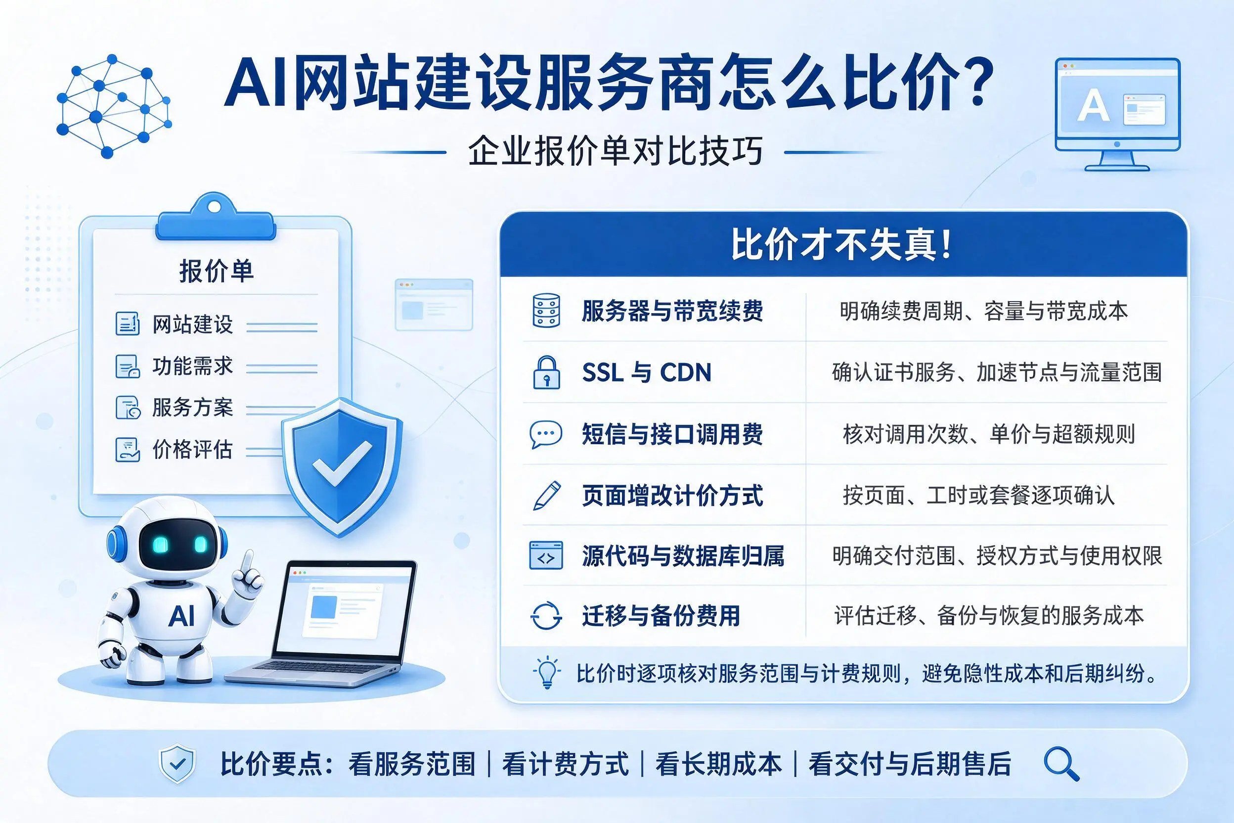 AI网站建设服务商怎么比价？娄底企业报价单对比技巧